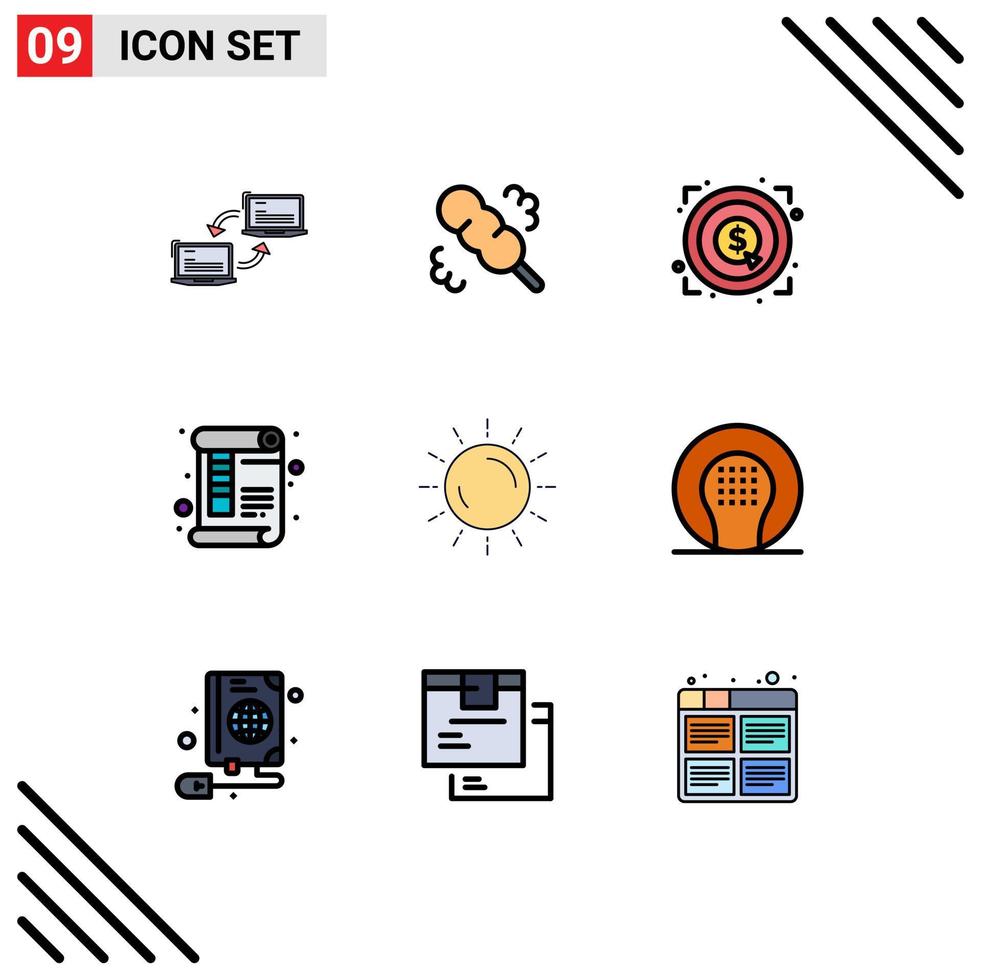 9 kreativ ikoner modern tecken och symboler av Sol skriva ut marknadsföring papper dokumentera redigerbar vektor design element