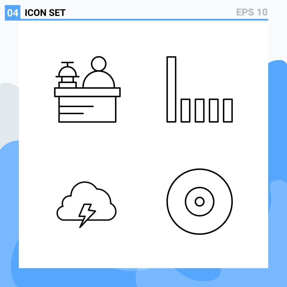 modern 4 linje stil ikoner översikt symboler för allmän använda sig av kreativ linje ikon tecken isolerat på vit bakgrund 4 ikoner packa vektor