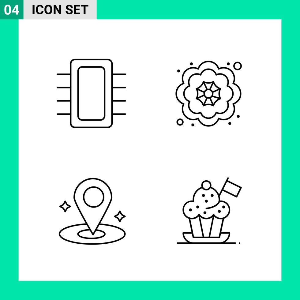 packa av 4 linje stil ikon uppsättning översikt symboler för skriva ut kreativ tecken isolerat på vit bakgrund 4 ikon uppsättning vektor