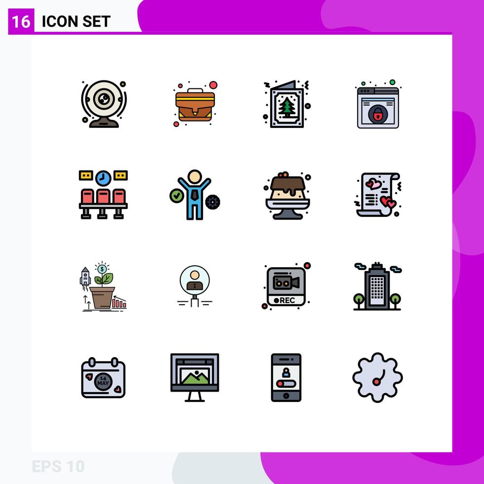 satz von 16 modernen ui symbolen symbole zeichen für sitze web büro taschenschloss einladung editierbare kreative vektordesignelemente vektor