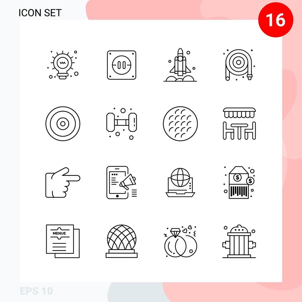 vektor packa av 16 ikoner i linje stil kreativ översikt packa isolerat på vit bakgrund för webb och mobil