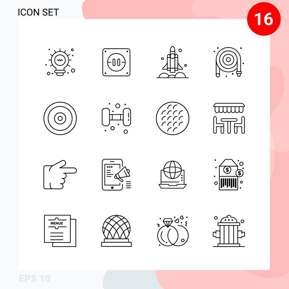 Vektorpaket mit 16 Symbolen im kreativen Umrisspaket im Linienstil isoliert auf weißem Hintergrund für Web und Handy vektor