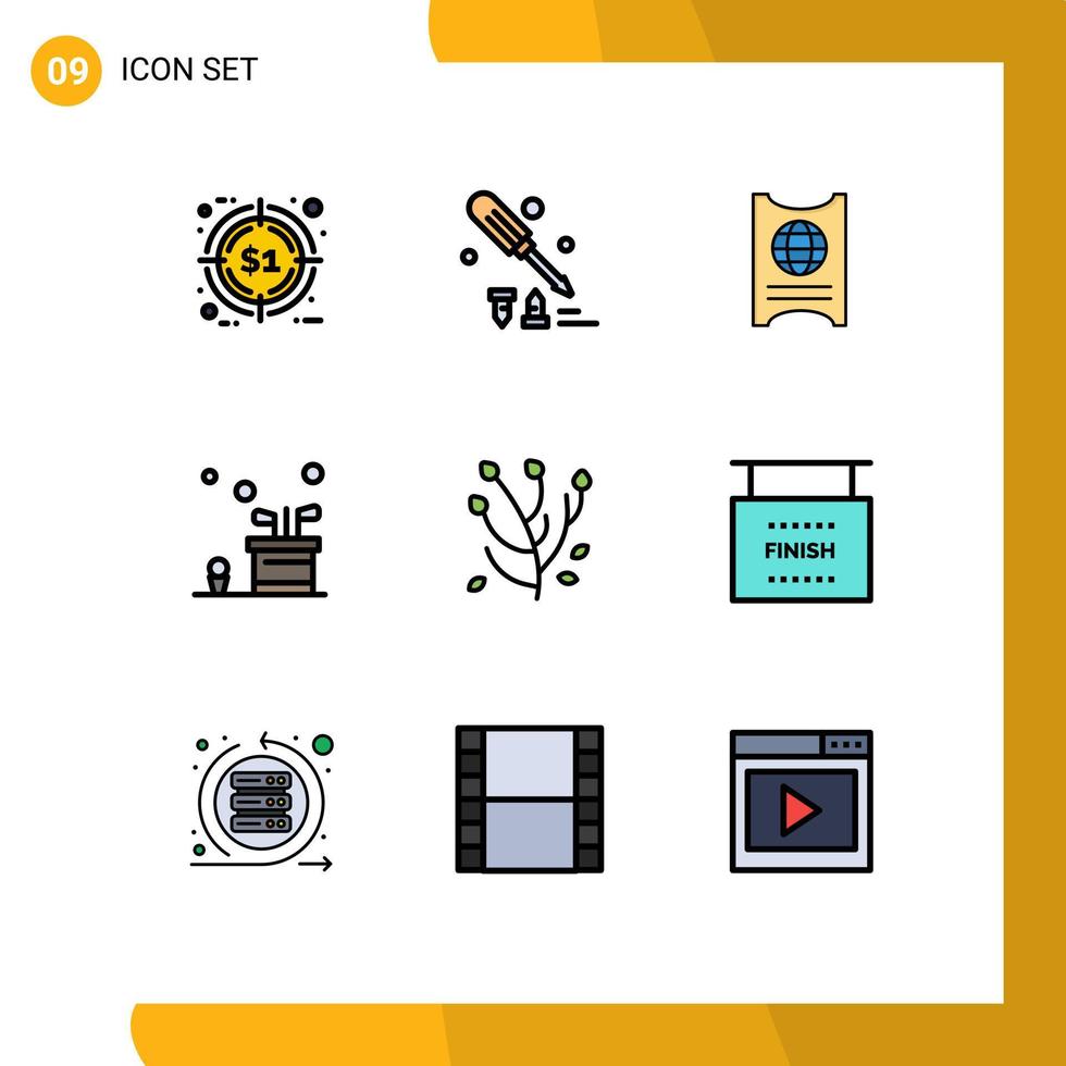 9 kreativ ikoner modern tecken och symboler av anemon spel passera golf väska redigerbar vektor design element