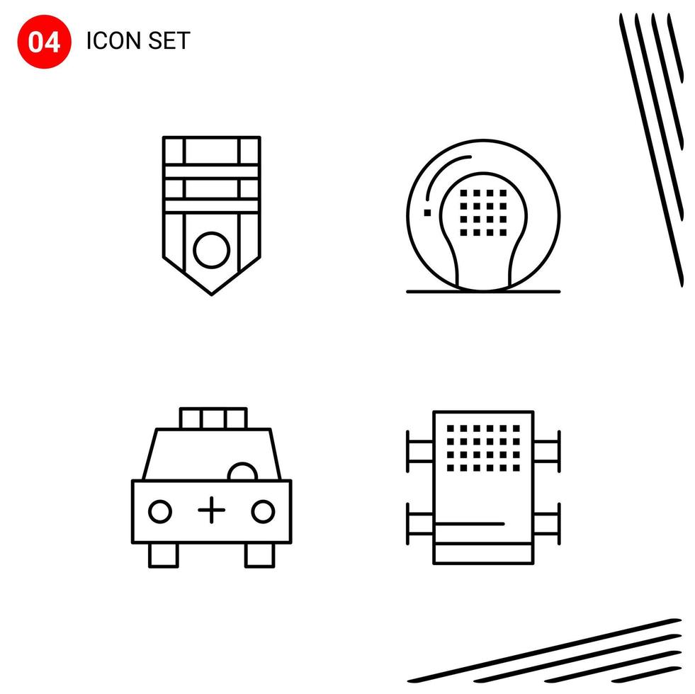 Sammlung von 4 Vektorsymbolen im Linienstil Pixel perfekte Umrisssymbole für Web- und Mobilliniensymbolzeichen auf weißem Hintergrund 4 Symbole vektor