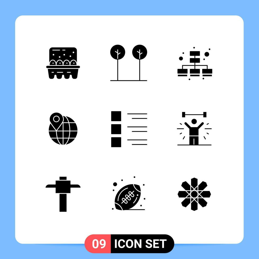 9 tematiska vektor fast glyfer och redigerbar symboler av meny detaljer företag checklista plats redigerbar vektor design element