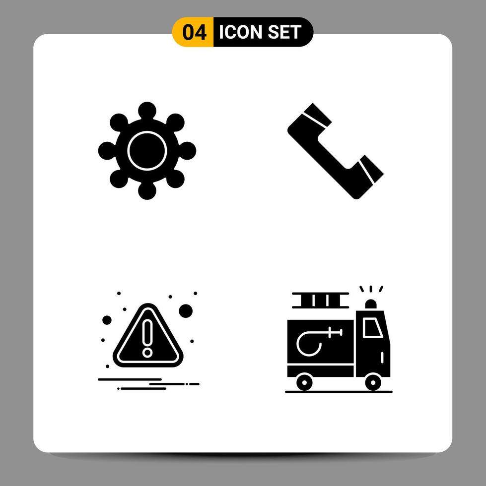 4 schwarze Icon-Pack-Glyphen-Symbole Zeichen für ansprechende Designs auf weißem Hintergrund 4 Icons gesetzt vektor