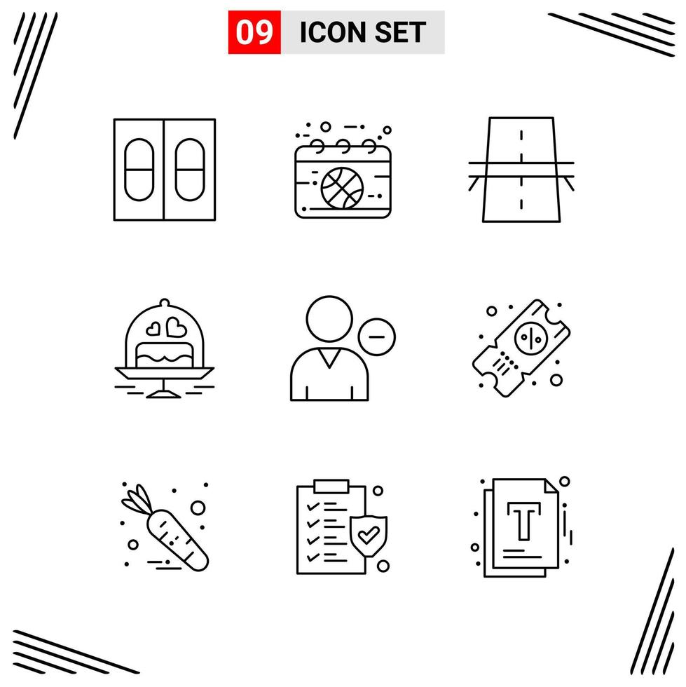 9 ikoner linje stil rutnät baserad kreativ översikt symboler för hemsida design enkel linje ikon tecken isolerat på vit bakgrund 9 ikon uppsättning vektor