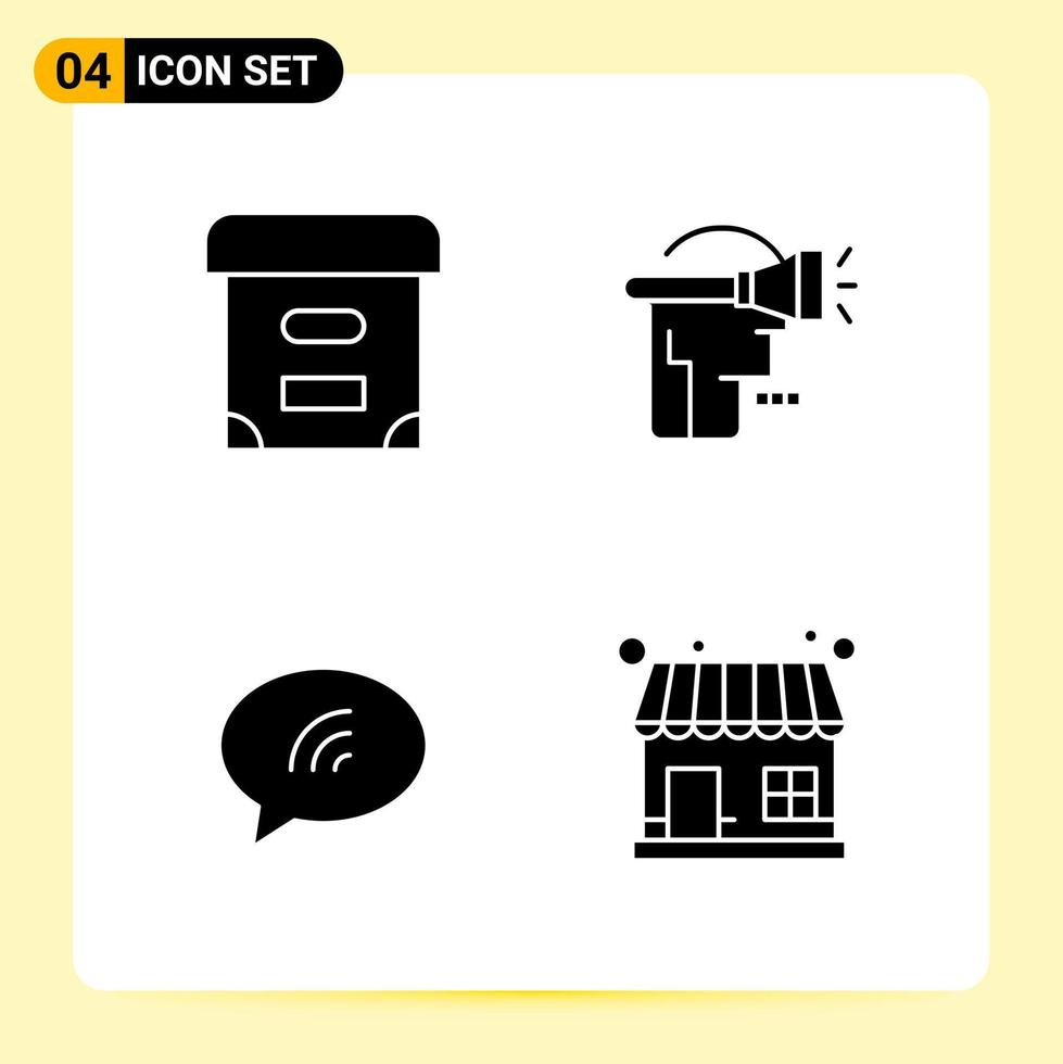 4 kreativ ikoner för modern hemsida design och mottaglig mobil appar 4 glyf symboler tecken på vit bakgrund 4 ikon packa vektor
