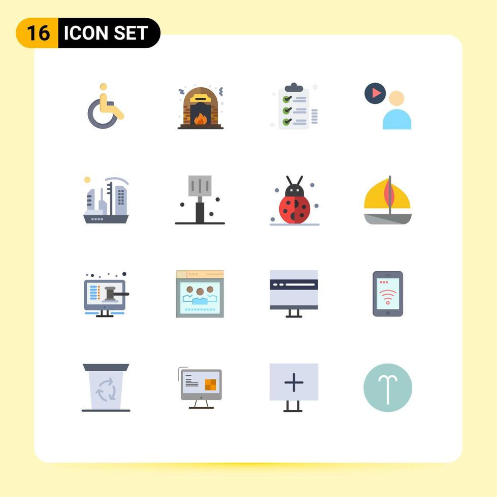16 universell platt Färg tecken symboler av Kolla på spela plats användare önskelista redigerbar packa av kreativ vektor design element