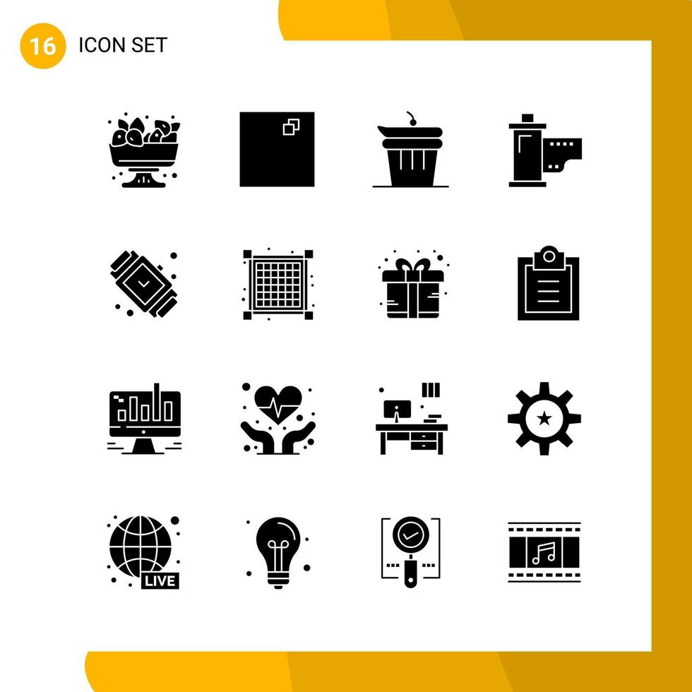 16 Icon-Set Solid-Style-Icon-Pack-Glyphen-Symbole isoliert auf weißem Hintergrund für responsives Website-Design vektor