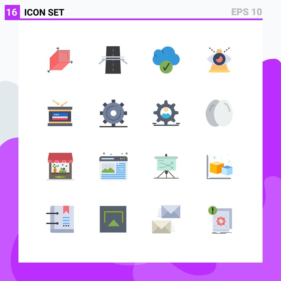 16 universell platt färger uppsättning för webb och mobil tillämpningar Semester försyn moln av öga redigerbar packa av kreativ vektor design element