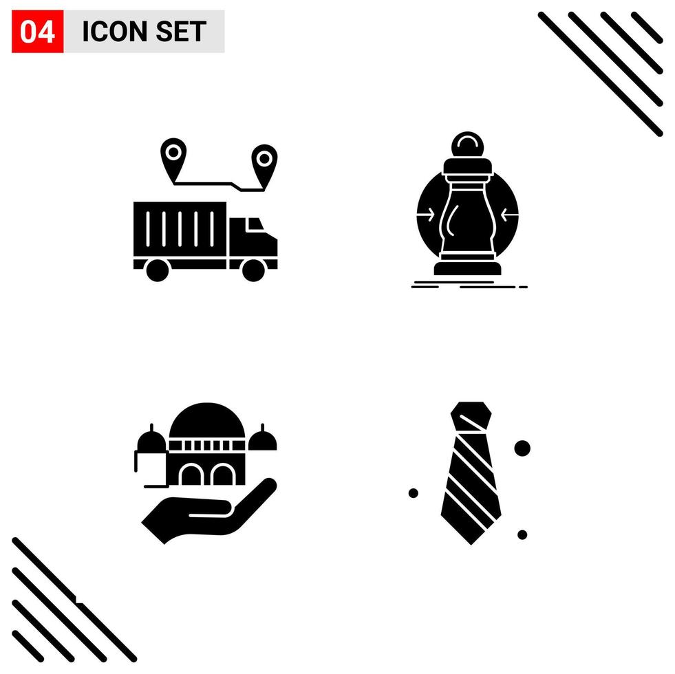 Pixel perfektes Set aus 4 soliden Symbolen Glyphen-Icon-Set für die Gestaltung von Websites und die Schnittstelle für mobile Anwendungen vektor