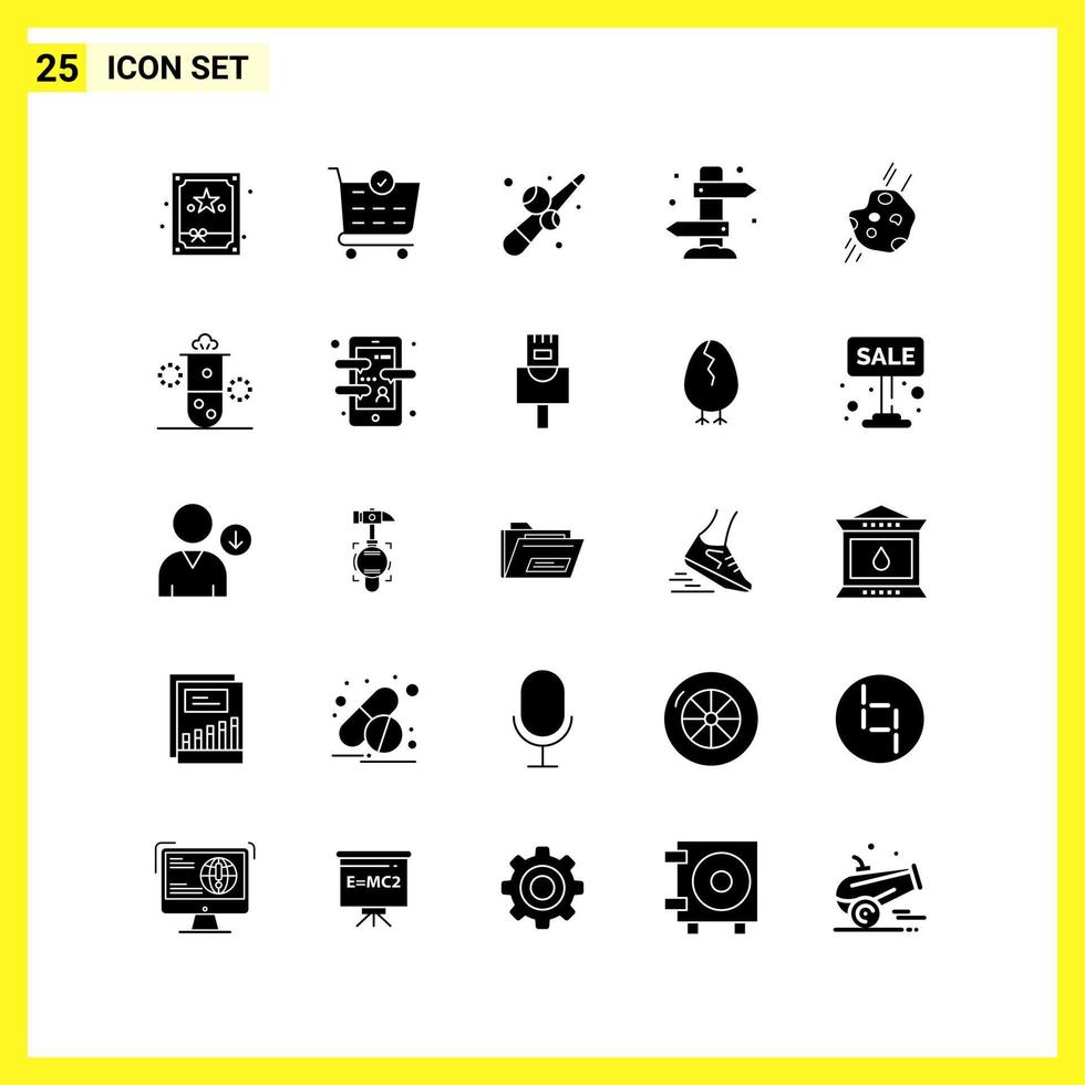 25 Symbolsatz einfache solide Symbole Glyphenzeichen auf weißem Hintergrund für Website-Design, mobile Anwendungen und Printmedien vektor