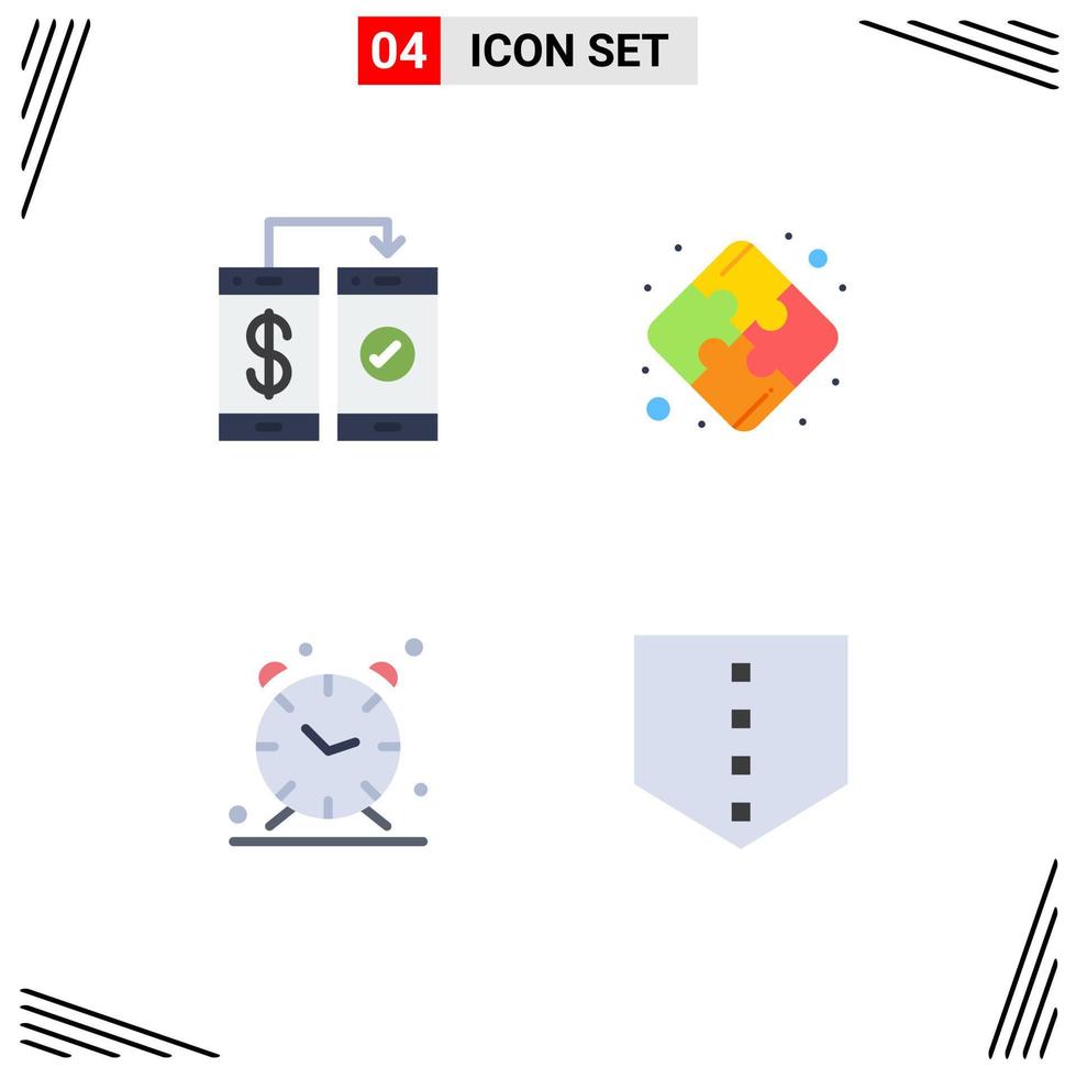 Benutzeroberflächenpaket mit 4 grundlegenden flachen Symbolen der Zahlungsstrategie für Bankuhren, die editierbare Vektordesign-Elemente anzeigen vektor