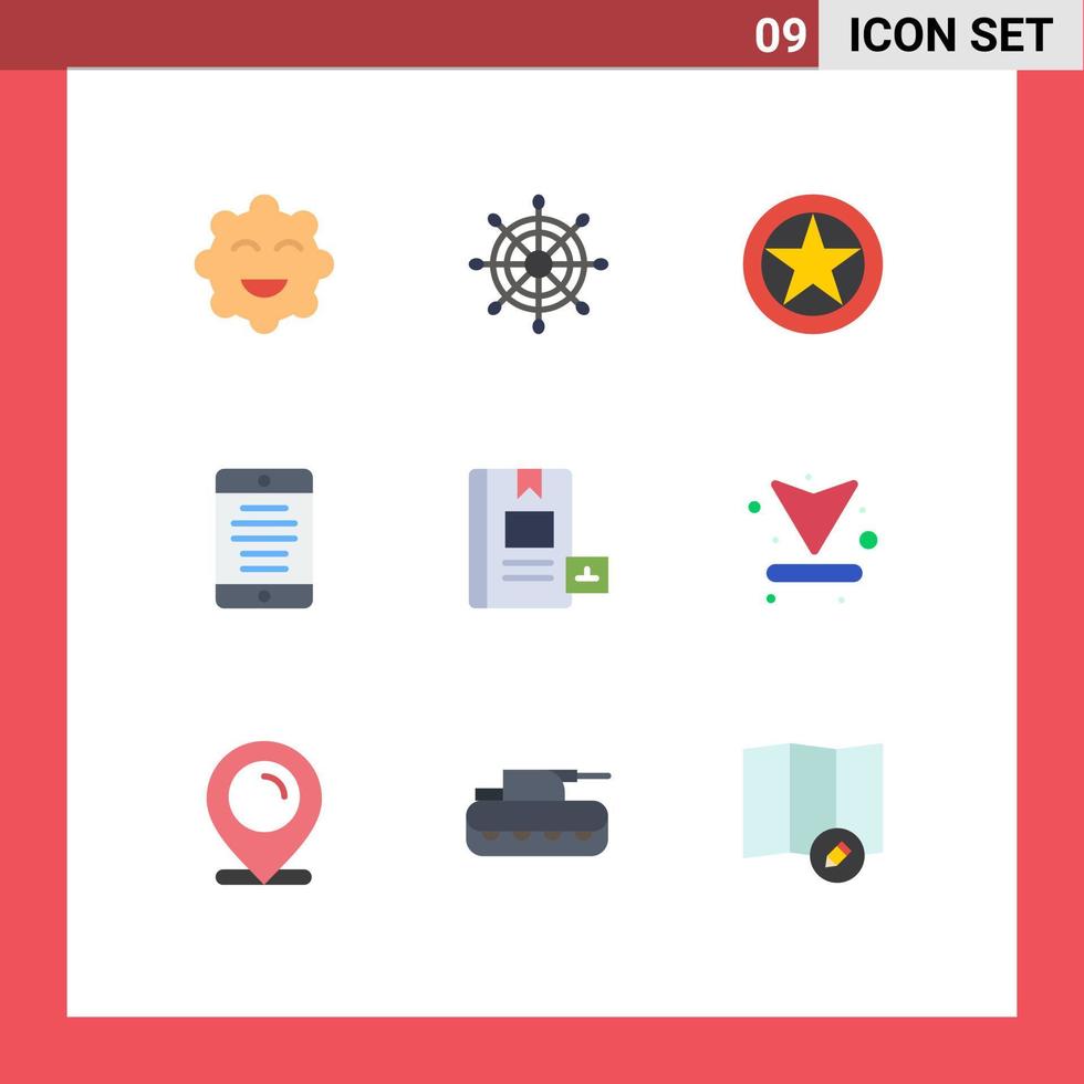 satz von 9 modernen ui symbolen symbole zeichen für bildung buch medaille benutzer handy editierbare vektordesignelemente vektor