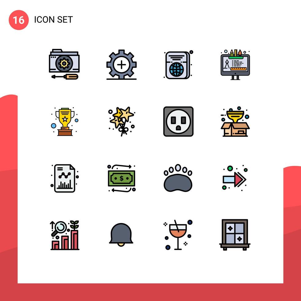 piktogram uppsättning av 16 enkel platt Färg fylld rader av redigera verktyg verktyg sjukhus design resa redigerbar kreativ vektor design element