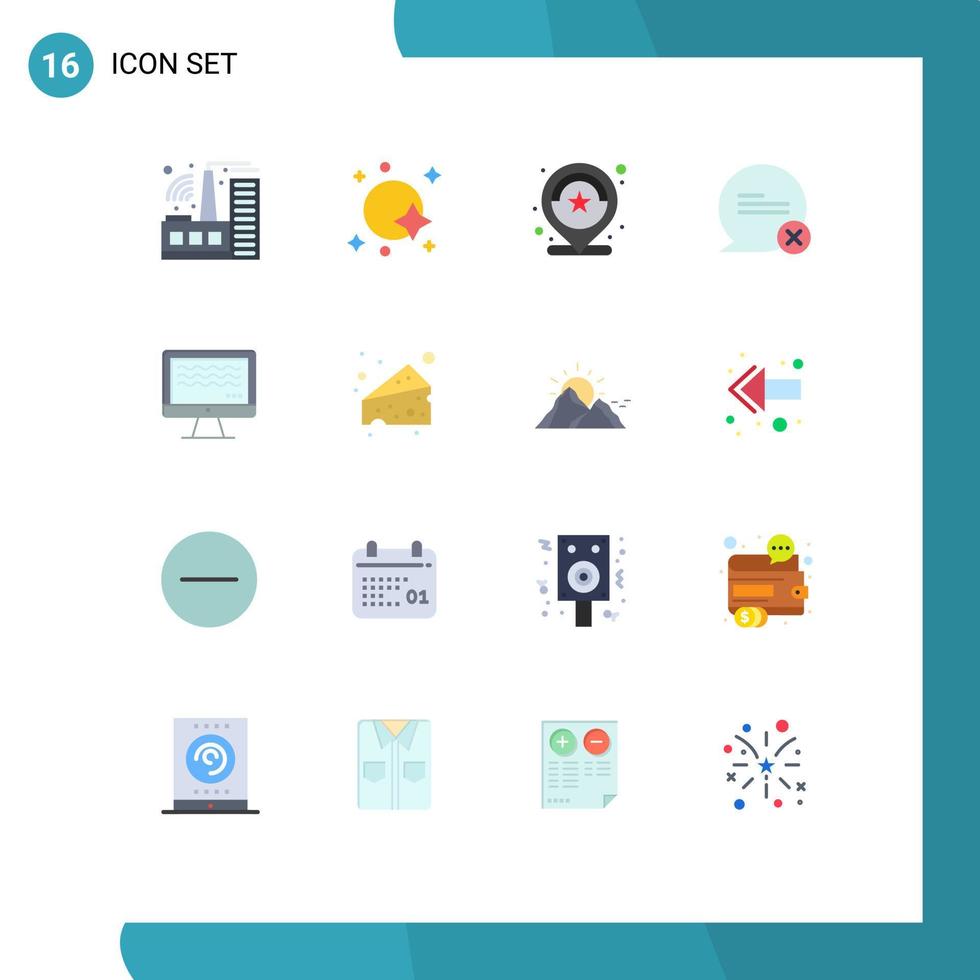 Packung mit 16 modernen flachen Farbzeichen und Symbolen für Web-Printmedien wie Live-Cross-Location-Communication-Stars editierbare Packung kreativer Vektordesign-Elemente vektor