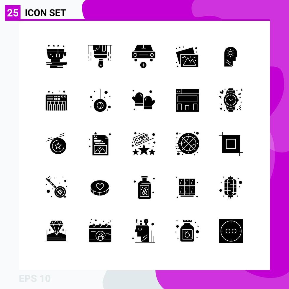 uppsättning av 25 modern ui ikoner symboler tecken för kontrollera bilder bil resa kamera redigerbar vektor design element