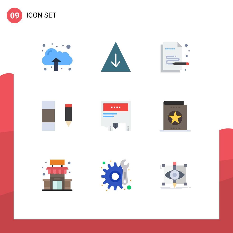 Stock Vector Icon Pack mit 9 Zeilenzeichen und Symbolen für Papiermarketing Malerei Werbung bearbeiten editierbare Vektordesign-Elemente