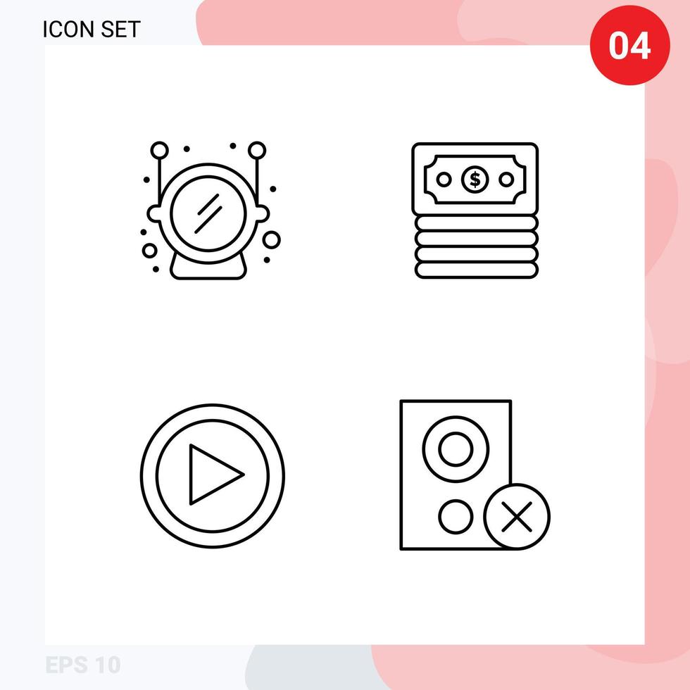 4 universelle Fillline-Flachfarben für Web- und mobile Anwendungen Helmbenutzer-Banking-Videogeräte editierbare Vektordesign-Elemente vektor
