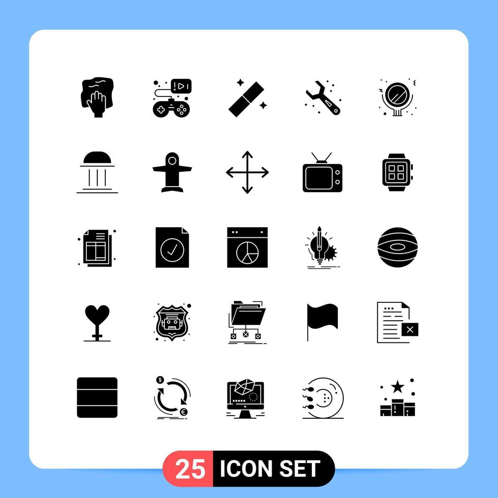 piktogram uppsättning av 25 enkel fast glyfer av smink rycka video spel verktyg justerbar redigerbar vektor design element