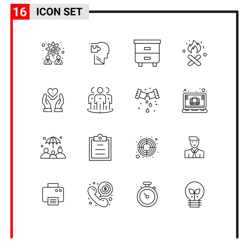 universell ikon symboler grupp av 16 modern konturer av känslor vård dekor kanada brand redigerbar vektor design element