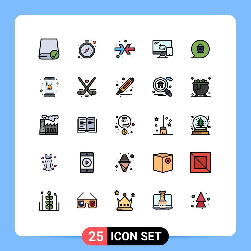 redigerbar vektor linje packa av 25 enkel fylld linje platt färger av låsa överföra Kolla på nätverkande datoranvändning redigerbar vektor design element
