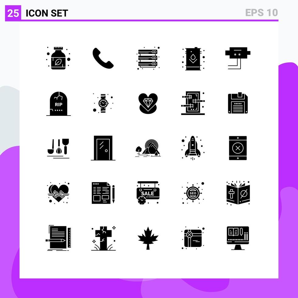 packa av 25 modern fast glyfer tecken och symboler för webb skriva ut media sådan som skydda tank moln server olja elektrisk redigerbar vektor design element