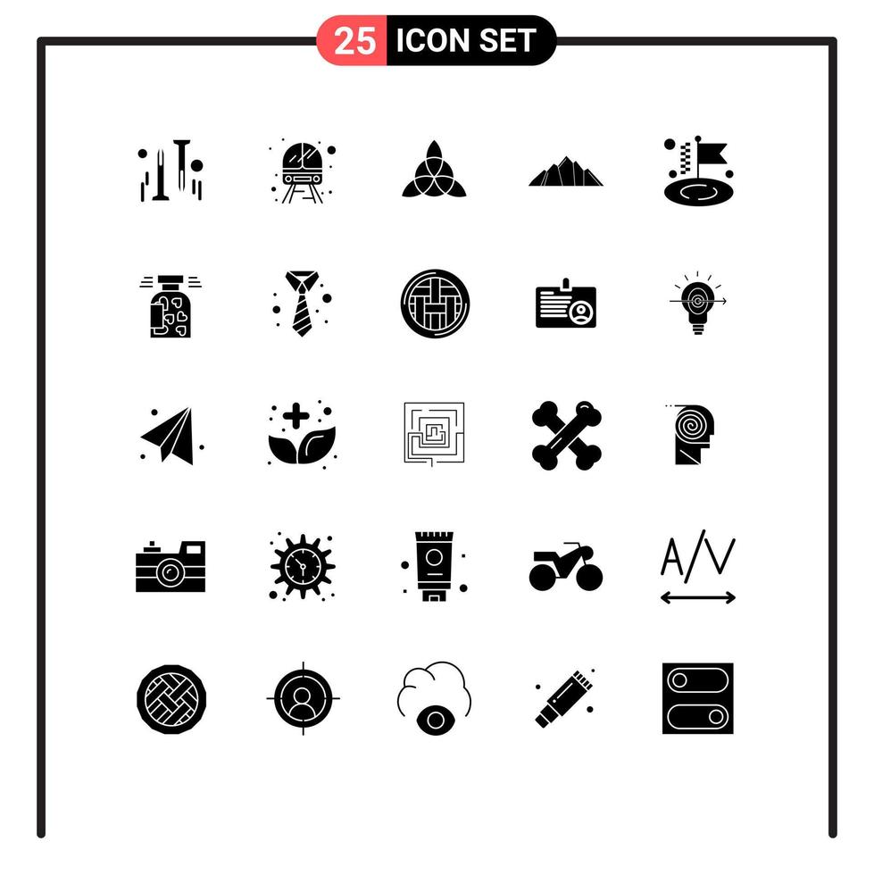 fast glyf packa av 25 universell symboler av mål företag irland scen natur redigerbar vektor design element