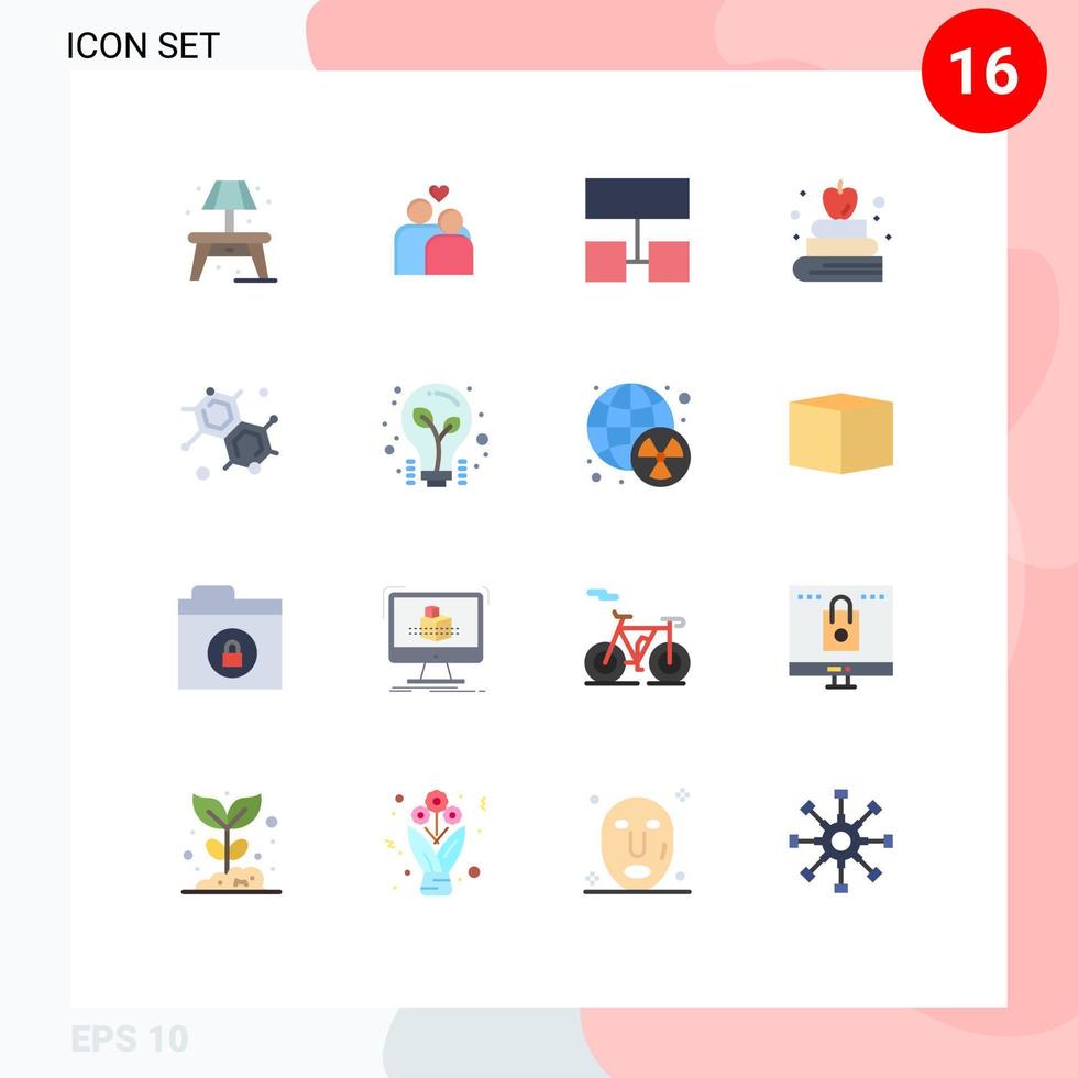 satz von 16 flachen vektorfarben auf raster für lichtwissenschaft sitemap molekulare bildung editierbares paket kreativer vektordesignelemente vektor