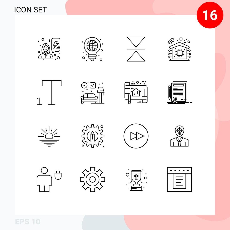 16 universell översikt tecken symboler av Hem font penna teknologi intelligent redigerbar vektor design element