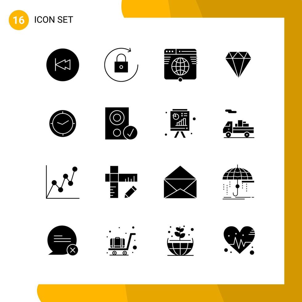 16 Icon-Set Solid-Style-Icon-Pack-Glyphen-Symbole isoliert auf weißem Hintergrund für responsives Website-Design vektor