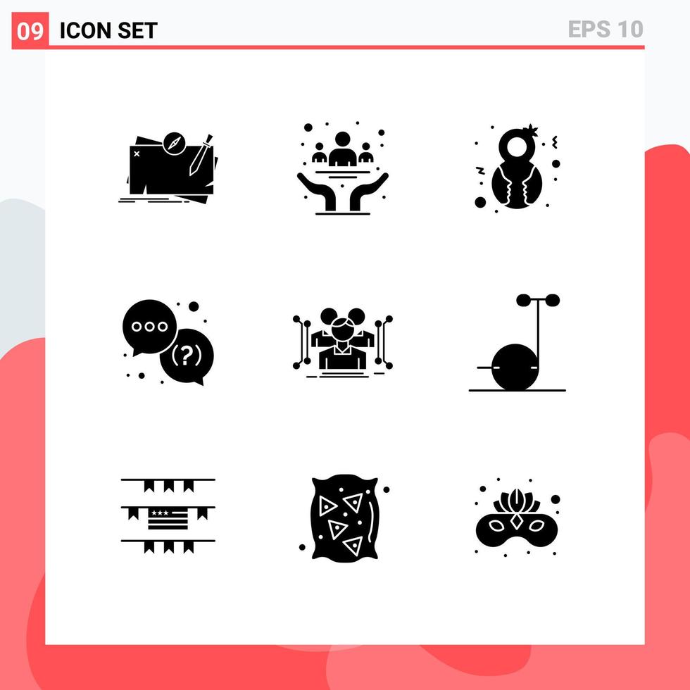 uppsättning av 9 modern ui ikoner symboler tecken för Stöd fråga dag hjälp genre redigerbar vektor design element