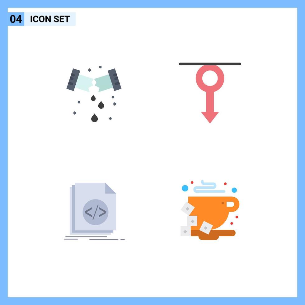 flaches Icon-Paket mit 4 universellen Symbolen für Leckcode-Installation männliche Datei editierbare Vektordesign-Elemente vektor