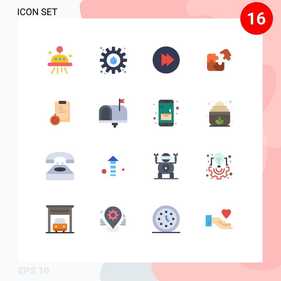 modern uppsättning av 16 platt färger pictograph av planera deadline multimedia Framgång match redigerbar packa av kreativ vektor design element