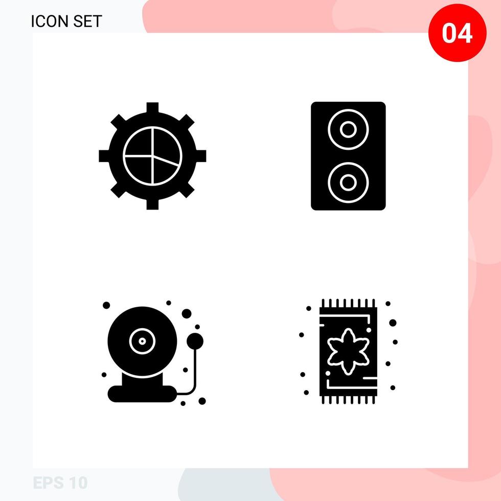 Vektorpaket mit 4 Symbolen im soliden Stil kreatives Glyphenpaket isoliert auf weißem Hintergrund für Web und Handy vektor