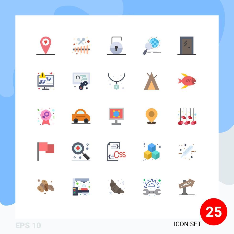 uppsättning av 25 modern ui ikoner symboler tecken för hus dörr skydda värld förstoringsglas redigerbar vektor design element