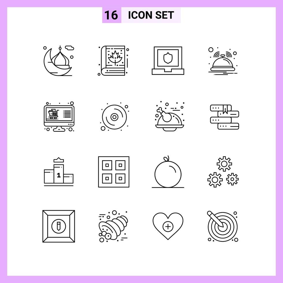 16 ikoner i linje stil översikt symboler på vit bakgrund kreativ vektor tecken för webb mobil och skriva ut