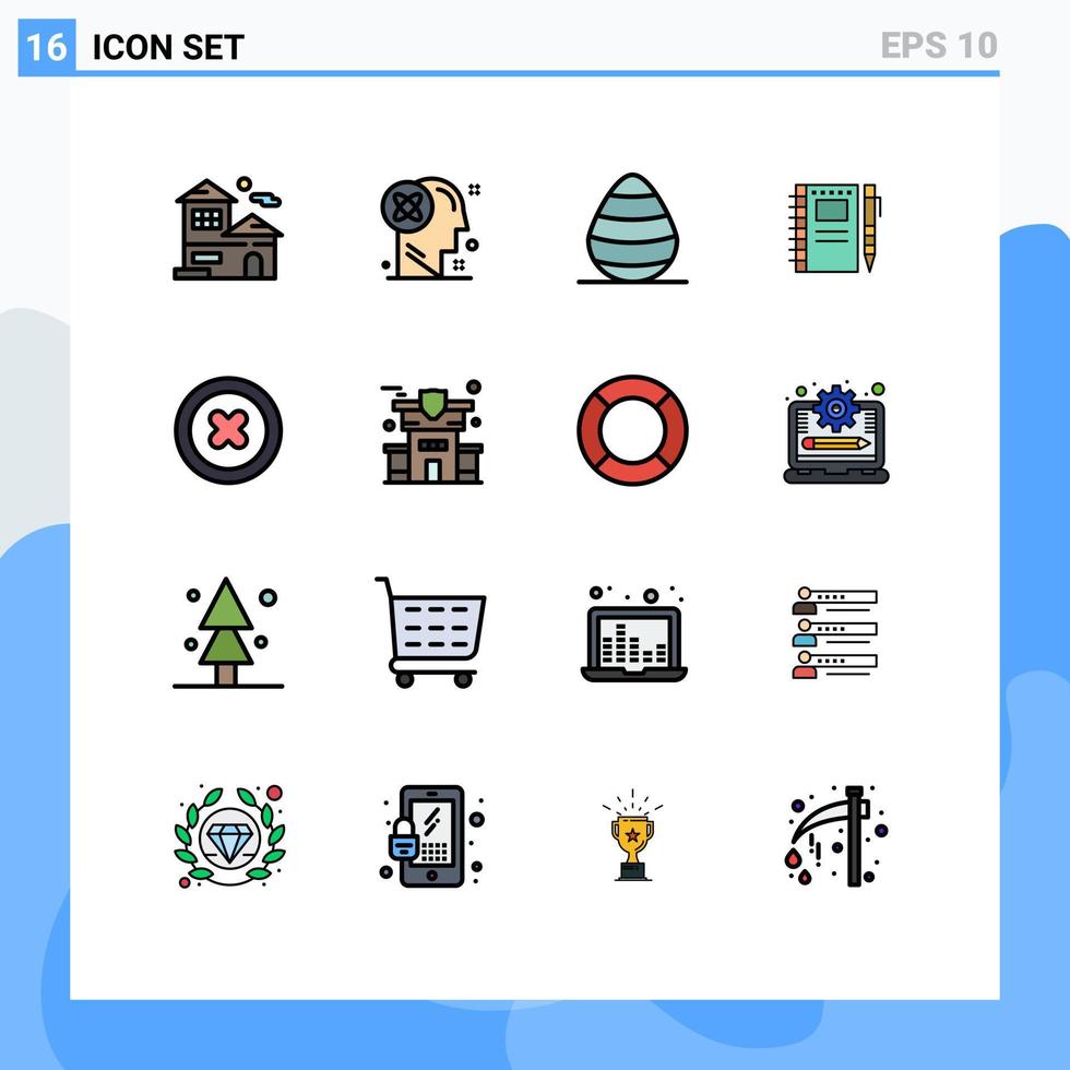 grupp av 16 platt Färg fylld rader tecken och symboler för skiss anteckningsbok aning teckning vår redigerbar kreativ vektor design element