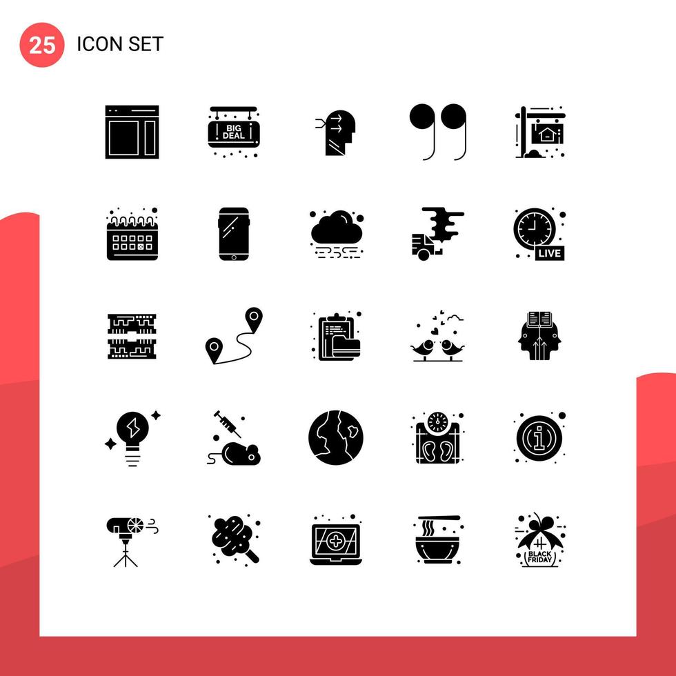 Aktienvektor-Icon-Pack mit 25 Zeilenzeichen und Symbolen für Haustafel Mental Change-Werbung schließen editierbare Vektordesign-Elemente vektor