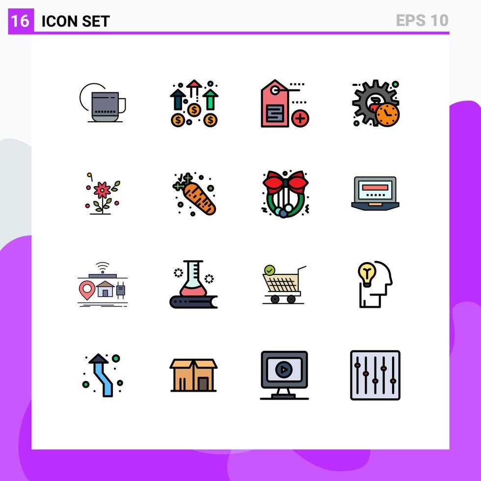 uppsättning av 16 modern ui ikoner symboler tecken för blomma produkt uppdrag chef administratör redigerbar kreativ vektor design element