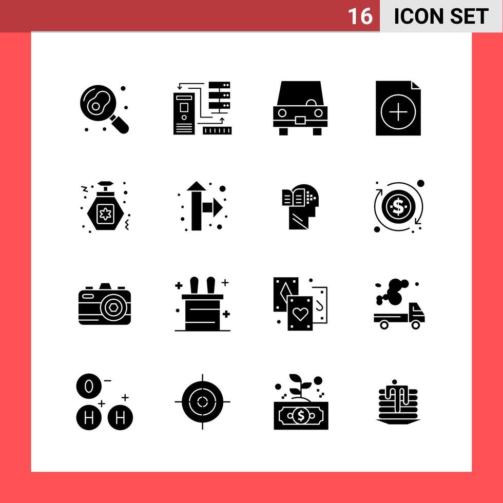 16 ikon packa fast stil glyf symboler på vit bakgrund enkel tecken för allmän design vektor