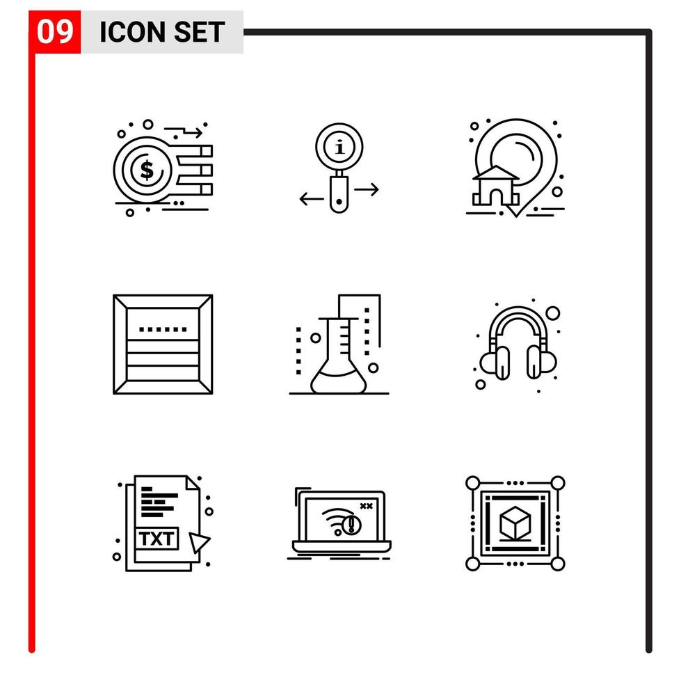 9 allmän ikoner för hemsida design skriva ut och mobil appar 9 översikt symboler tecken isolerat på vit bakgrund 9 ikon packa vektor