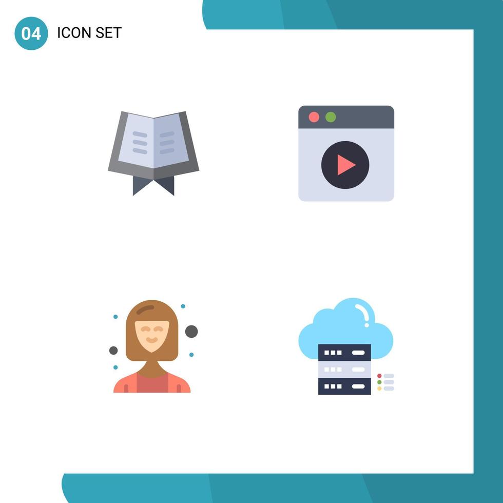 uppsättning av 4 kommersiell platt ikoner packa för bok verkställande multimedia företag kapa redigerbar vektor design element