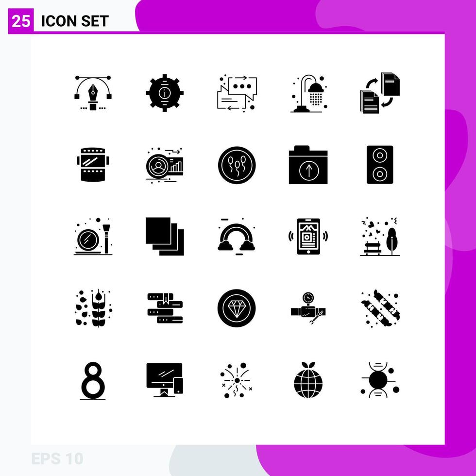 Stock Vector Icon Pack mit 25 Zeilenzeichen und Symbolen für Share Shower Support Park Pfeil editierbare Vektordesign-Elemente