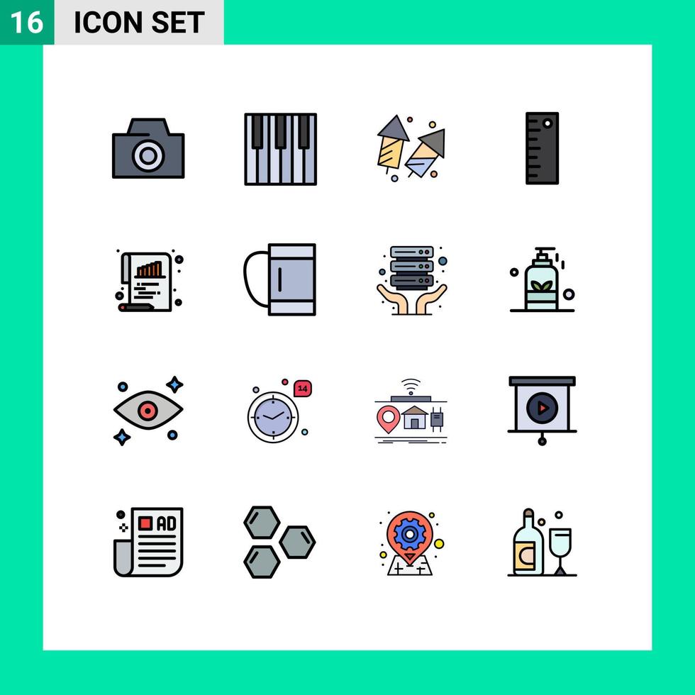 16 kreativ ikoner modern tecken och symboler av Diagram linjal jul mäta ny år redigerbar kreativ vektor design element