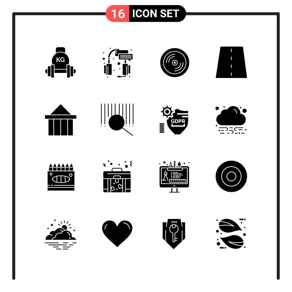 uppsättning av 16 fast stil ikoner för webb och mobil glyf symboler för skriva ut fast ikon tecken isolerat på vit bakgrund 16 ikon uppsättning vektor