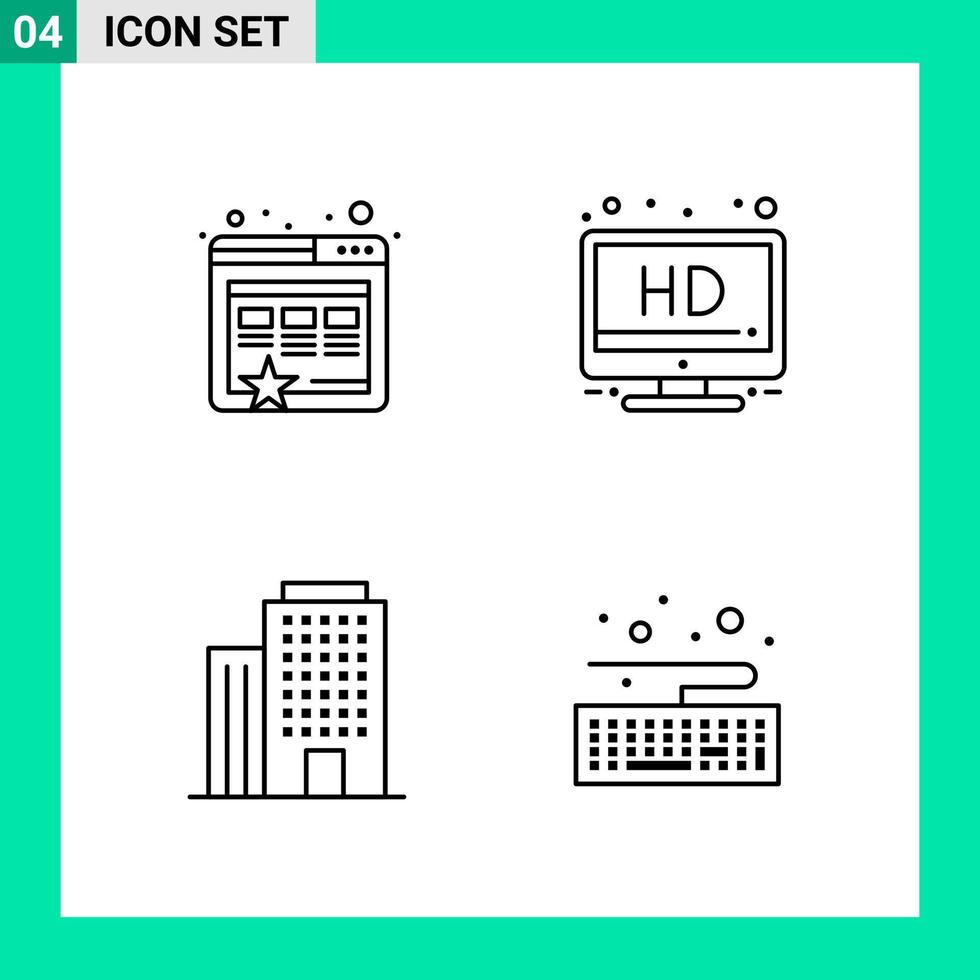 packa av 4 linje stil ikon uppsättning översikt symboler för skriva ut kreativ tecken isolerat på vit bakgrund 4 ikon uppsättning vektor