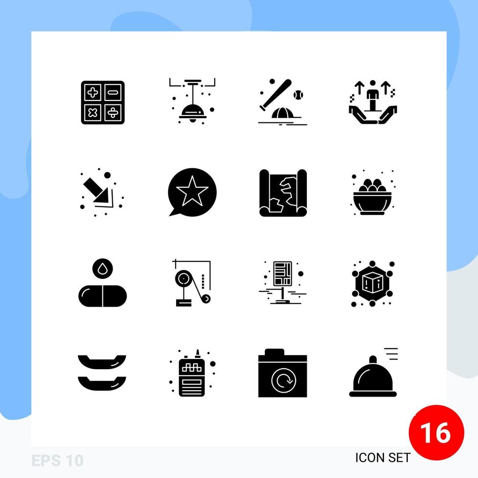 16 fast glyf begrepp för webbplatser mobil och appar pil man baseboll hand sport redigerbar vektor design element