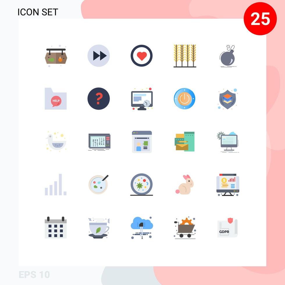 universell ikon symboler grupp av 25 modern platt färger av bom vete musik mat användare redigerbar vektor design element